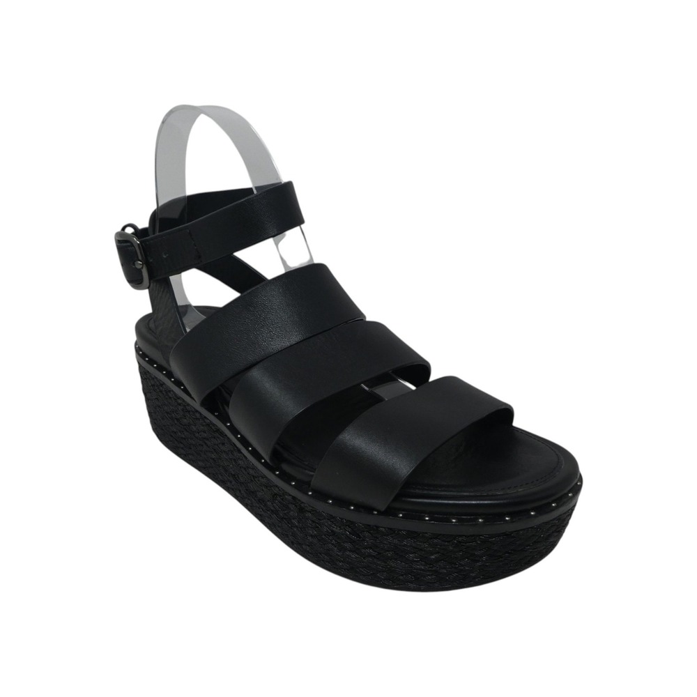 FitFlop Eloise Platform Wedge Sandals Womens 8 Black Espadrille